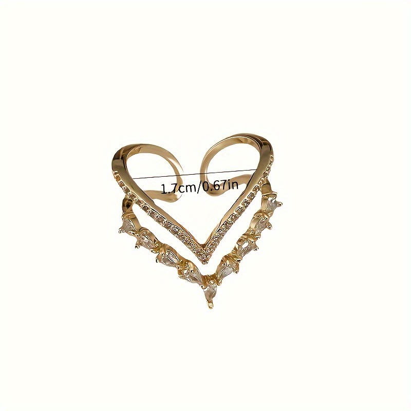 Adjustable V-Shaped Ring with Zirconia Stone Accents